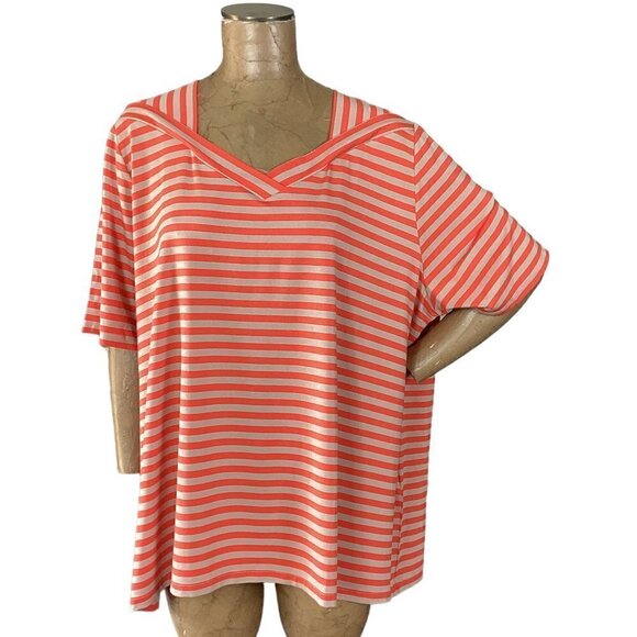 NWT Ulla Popken Top Colorful Striped Relaxed Fit Stretch Knit Plus Sz 24/26 269D - Picture 1 of 9